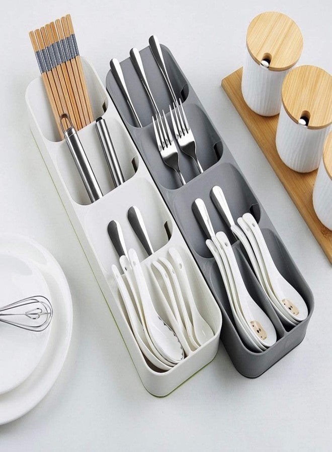 KASUMBI Cutlery Storage Organizer Rack For Knives - Fork - Spoons Drawer Holder - Kitchen Cabinet Tray Stand Organizer (Multicolor, Plastic, Pack Of 1 Pcs) (Spoon Organizer Tray) - Image 5